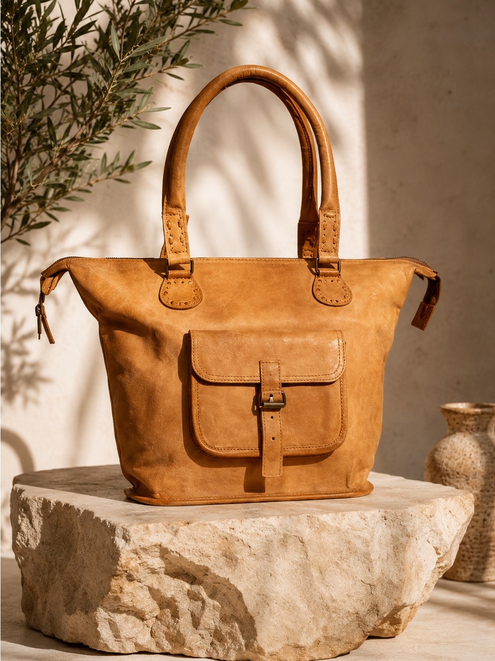 Noonday Collection Rustic Leather Artisan Bohemian Hobo Tote Purse Made In India